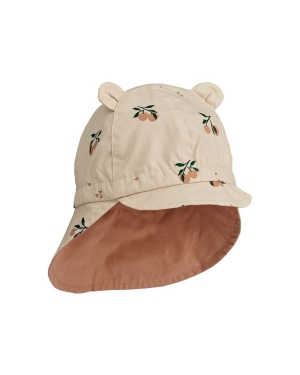 Liewood czapka dwustronna bawełniana dziecięca kolor pomarańczowy wzorzysta