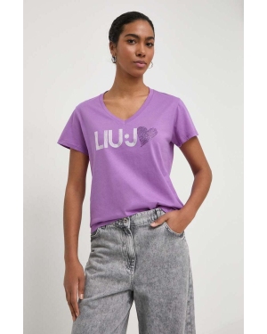 Liu Jo t-shirt bawełniany kolor fioletowy