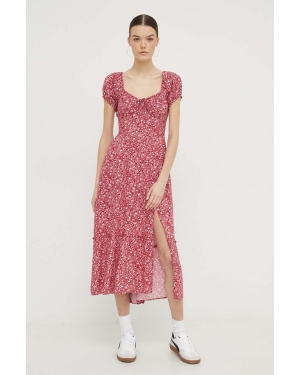 Hollister Co. sukienka kolor czerwony midi rozkloszowana