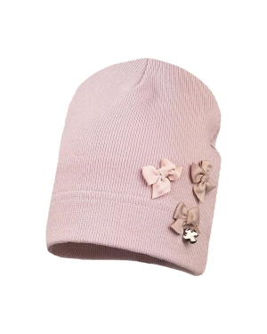 Jamiks czapka bawełniana dziecięca CAUDIA kolor różowy z cienkiej dzianiny