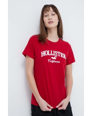 Hollister Co. t-shirt bawełniany damski kolor czerwony