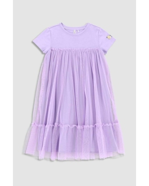 Coccodrillo sukienka dziecięca kolor fioletowy mini rozkloszowana