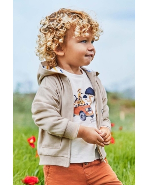 Mayoral bluza niemowlęca kolor beżowy z kapturem z aplikacją