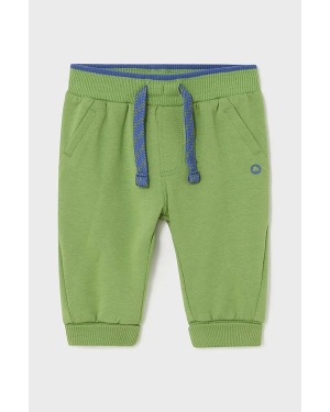 Mayoral Newborn spodnie dresowe niemowlęce kolor zielony gładkie
