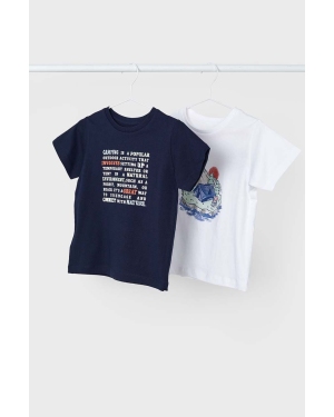 Mayoral t-shirt bawełniany dziecięcy 2-pack kolor granatowy z nadrukiem