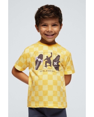 Mayoral t-shirt bawełniany dziecięcy kolor żółty z nadrukiem
