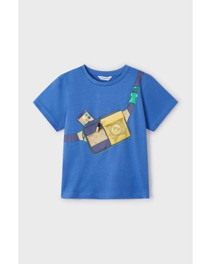 Mayoral t-shirt dziecięcy kolor niebieski z nadrukiem