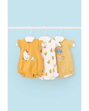 Mayoral Newborn body niemowlęce 3-pack kolor żółty z nadrukiem