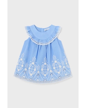 Mayoral sukienka bawełniana niemowlęca kolor niebieski mini rozkloszowana