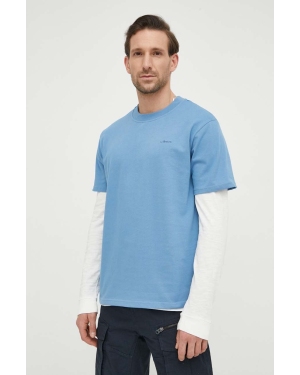 Mercer Amsterdam t-shirt bawełniany The Logo Tee kolor niebieski z nadrukiem MEAP241003