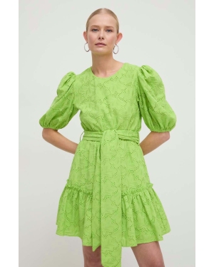 Silvian Heach sukienka bawełniana kolor zielony mini rozkloszowana