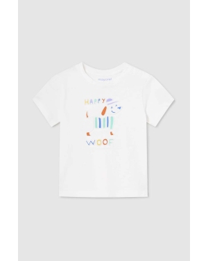 Mayoral t-shirt bawełniany niemowlęcy kolor beżowy wzorzysty