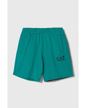 EA7 Emporio Armani szorty bawełniane dziecięce kolor zielony