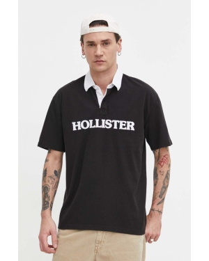 Hollister Co. polo bawełniane kolor czarny z aplikacją