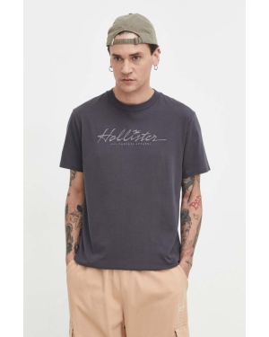 Hollister Co. t-shirt bawełniany męski kolor szary z aplikacją