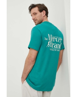 Mercer Amsterdam t-shirt bawełniany The Heavy Tee kolor zielony z nadrukiem MEAP241002