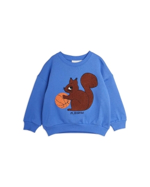 Mini Rodini bluza bawełniana dziecięca Squirrel kolor niebieski z aplikacją
