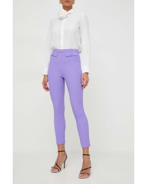 Elisabetta Franchi spodnie damskie kolor fioletowy dopasowane medium waist