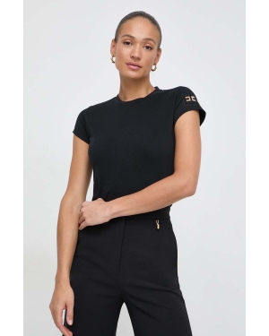 Elisabetta Franchi t-shirt bawełniany damski kolor czarny