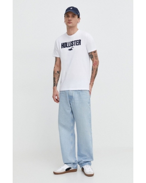 Hollister Co. t-shirt bawełniany 5-pack męski kolor biały z aplikacją