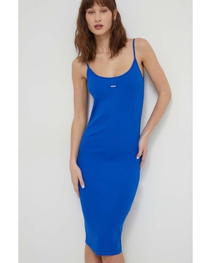 Hugo Blue sukienka kolor niebieski mini dopasowana