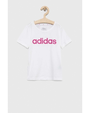 adidas t-shirt bawełniany dziecięcy G LIN kolor biały