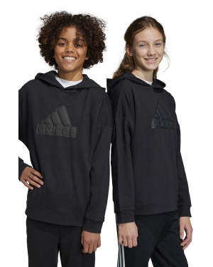 adidas bluza dziecięca U FI LOGO kolor czarny z kapturem z aplikacją
