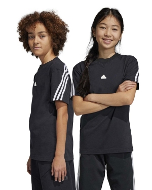adidas t-shirt bawełniany dziecięcy U FI 3S kolor czarny z aplikacją