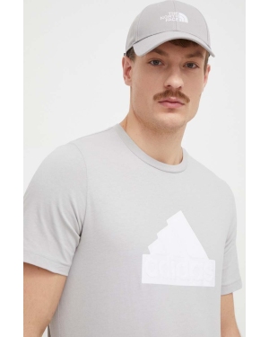 adidas t-shirt bawełniany męski kolor szary z aplikacją IY4283