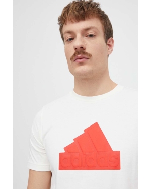 adidas t-shirt bawełniany męski kolor beżowy z aplikacją IZ1626