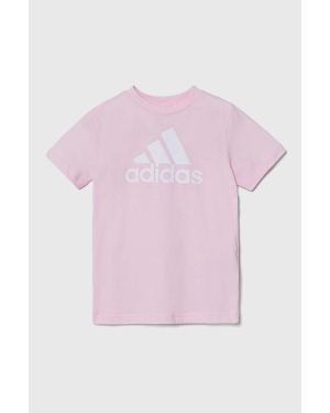 adidas t-shirt bawełniany dziecięcy kolor różowy