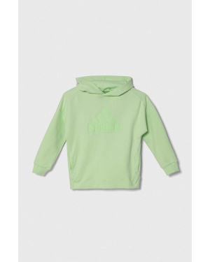 adidas bluza dziecięca kolor zielony z kapturem z nadrukiem