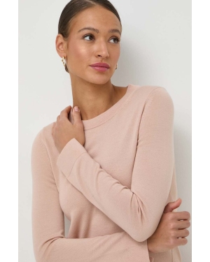 BOSS sweter wełniany kolor różowy