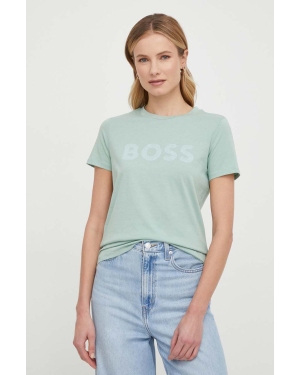 Boss Orange t-shirt bawełniany BOSS ORANGE damski kolor zielony 50501139