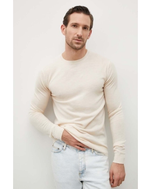 Bruuns Bazaar sweter wełniany męski kolor beżowy lekki
