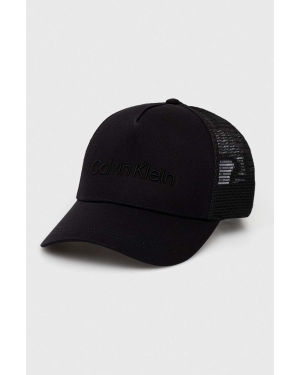 Calvin Klein czapka z daszkiem kolor czarny z aplikacją
