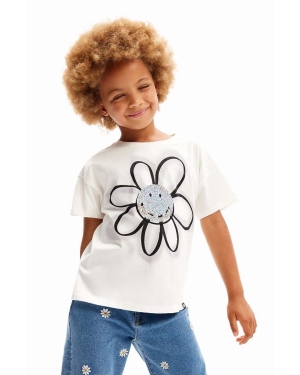 Desigual t-shirt bawełniany dziecięcy kolor biały