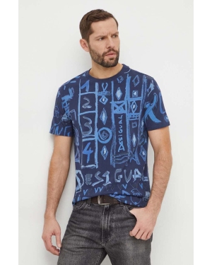 Desigual t-shirt bawełniany męski kolor granatowy wzorzysty