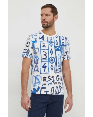 Desigual t-shirt bawełniany HARRY męski kolor beżowy wzorzysty 24SMTK20