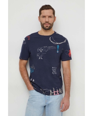 Desigual t-shirt bawełniany MARTIN męski kolor granatowy wzorzysty 24SMTK23