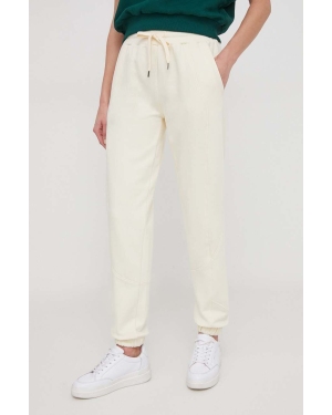 Desigual spodnie dresowe bawełniane JANE kolor beżowy gładkie 24SWPK05