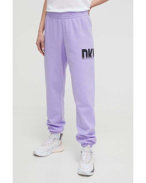 Dkny spodnie dresowe kolor fioletowy z nadrukiem