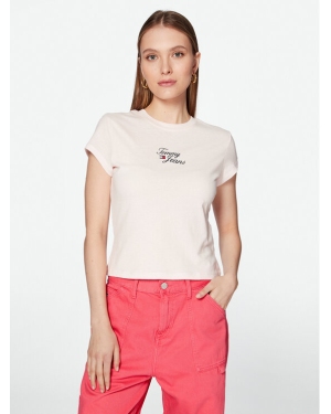 Tommy Jeans T-Shirt Essential Logo DW0DW15441 Różowy Regular Fit