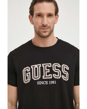 Guess t-shirt bawełniany męski kolor czarny z aplikacją M4GI62 I3Z14