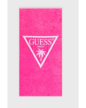 Guess ręcznik bawełniany kolor różowy