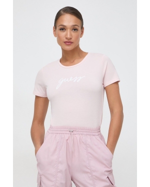 Guess t-shirt CARRIE damski kolor różowy O4RM09 KBBU1