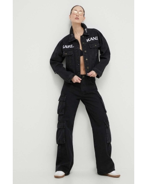 Karl Kani kurtka jeansowa damska kolor czarny przejściowa oversize