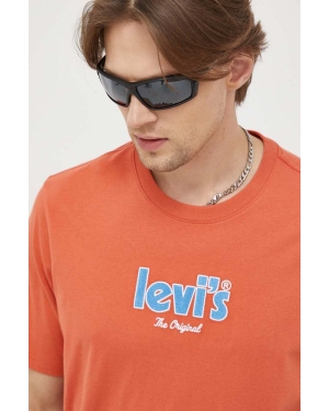 Levi's t-shirt bawełniany kolor pomarańczowy z aplikacją