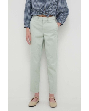 Levi's spodnie damskie kolor zielony fason chinos medium waist
