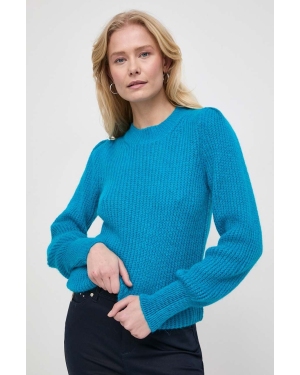 Morgan sweter z domieszką wełny damski kolor niebieski